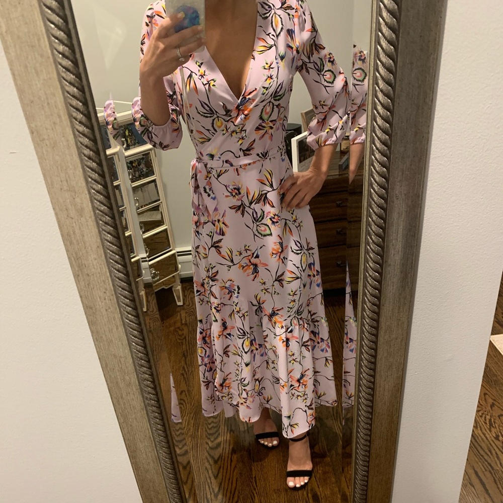 Bar III Floral Print Wrap Dress